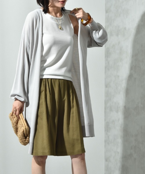 INTERPLANET（インタープラネット）の「【マシーンウォッシャブル・ＵＶ・接触冷感】ロングトッパーカーディガン（カーディガン/ボレロ・レディース・オフホワイト/グレー/ブラック/ネイビー・FREE）」の3枚目の写真