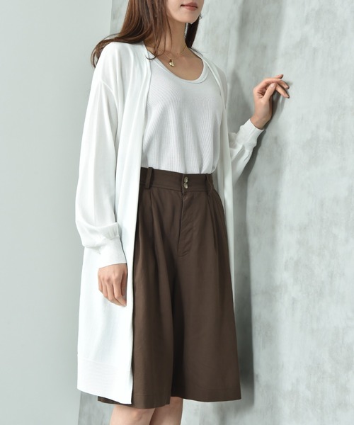 INTERPLANET（インタープラネット）の「【マシーンウォッシャブル・ＵＶ・接触冷感】ロングトッパーカーディガン（カーディガン/ボレロ・レディース・オフホワイト/グレー/ブラック/ネイビー・FREE）」の6枚目の写真