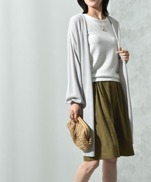 INTERPLANET（インタープラネット）の「【マシーンウォッシャブル・ＵＶ・接触冷感】ロングトッパーカーディガン（カーディガン/ボレロ・レディース・オフホワイト/グレー/ブラック/ネイビー・FREE）」の20枚目の写真