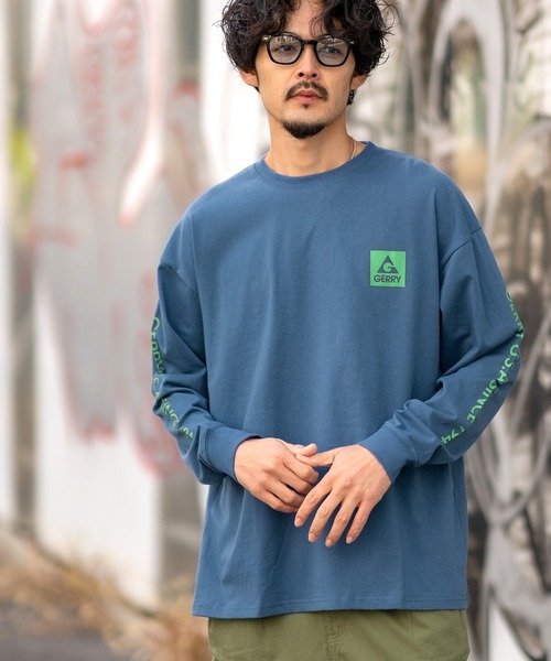 GERRY(ジェリー)の「【GERRY】別注 ネオン 転写 ボックスロゴ 長袖ロンT(Tシャツ/カットソー・メンズ・ブルー/ブラック/パープル系/カーキ/ブラック系/カーキ系/ブルー系/パープル/ホワイト系/ライトグレー/ホワイト/ライトグレー系・MEDIUM/X-LARGE/SMALL/LARGE)」の15枚目の写真