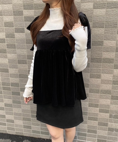 merrylatte(メリーラテ)の「ベロアリボンビスチェ(その他トップス・レディース・ブラック/ブラウン・MEDIUM)」の13枚目の写真