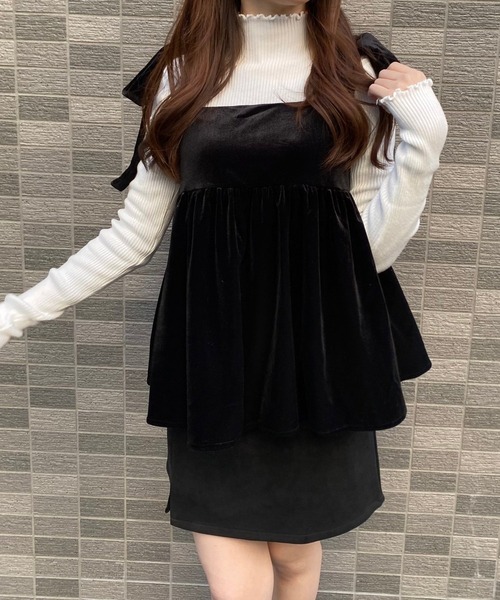 merrylatte(メリーラテ)の「ベロアリボンビスチェ(その他トップス・レディース・ブラック/ブラウン・MEDIUM)」の14枚目の写真