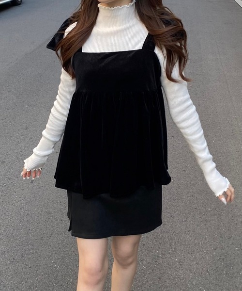 merrylatte(メリーラテ)の「ベロアリボンビスチェ(その他トップス・レディース・ブラック/ブラウン・MEDIUM)」の3枚目の写真