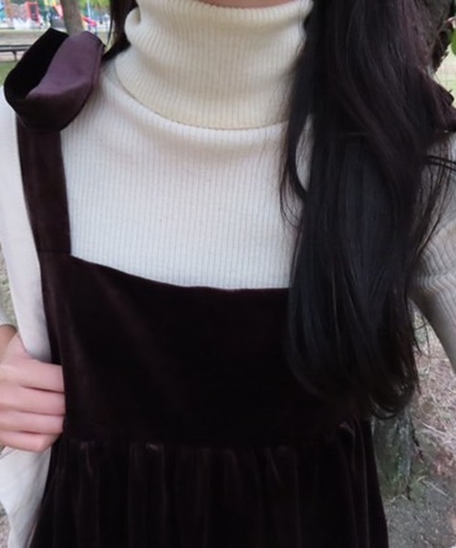 merrylatte(メリーラテ)の「ベロアリボンビスチェ(その他トップス・レディース・ブラック/ブラウン・MEDIUM)」の5枚目の写真