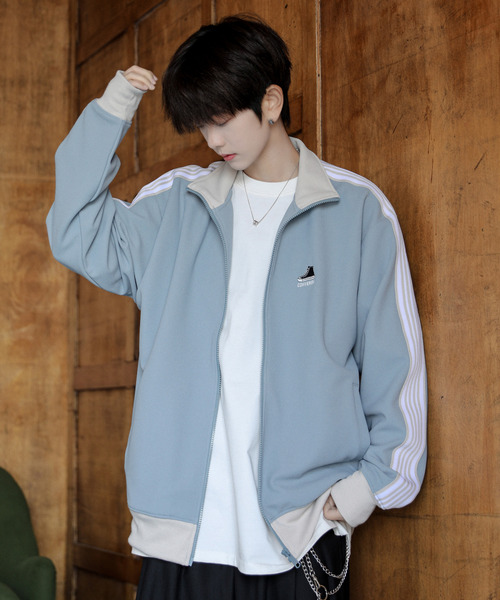 【セール】【neos】CONVERSE コンバース ルーズシルエット ワンポイントロゴ 刺繍 ライン ジャージ トラック ジャケット（ジャージ）｜CONVERSE（コンバース）