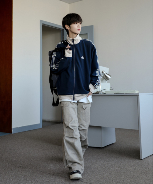 【セール】【neos】CONVERSE コンバース ルーズシルエット ワンポイントロゴ 刺繍 ライン ジャージ トラック ジャケット（ジャージ）｜CONVERSE（コンバース）