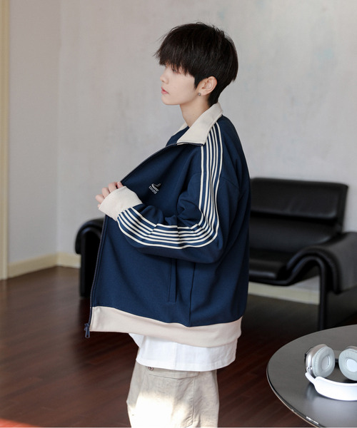 【セール】【neos】CONVERSE コンバース ルーズシルエット ワンポイントロゴ 刺繍 ライン ジャージ トラック ジャケット（ジャージ）｜CONVERSE（コンバース）