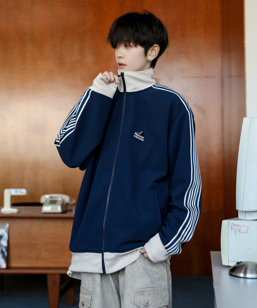 【セール】【neos】CONVERSE コンバース ルーズシルエット ワンポイントロゴ 刺繍 ライン ジャージ トラック ジャケット（ジャージ）｜CONVERSE（コンバース）