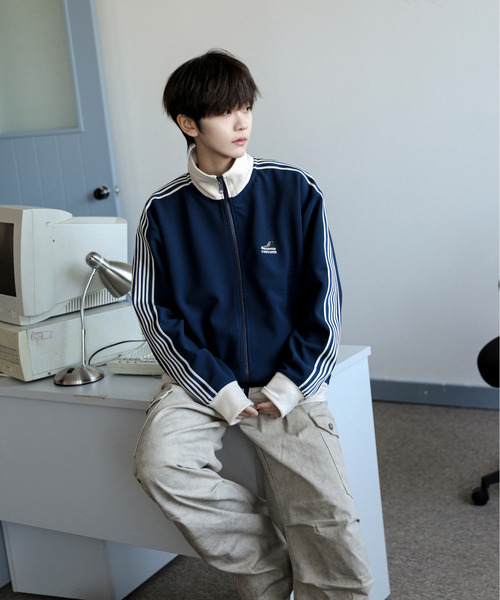 【セール】【neos】CONVERSE コンバース ルーズシルエット ワンポイントロゴ 刺繍 ライン ジャージ トラック ジャケット（ジャージ）｜CONVERSE（コンバース）