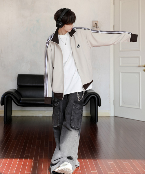 【セール】【neos】CONVERSE コンバース ルーズシルエット ワンポイントロゴ 刺繍 ライン ジャージ トラック ジャケット（ジャージ）｜CONVERSE（コンバース）