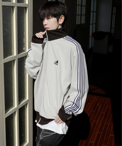 【セール】【neos】CONVERSE コンバース ルーズシルエット ワンポイントロゴ 刺繍 ライン ジャージ トラック ジャケット（ジャージ）｜CONVERSE（コンバース）