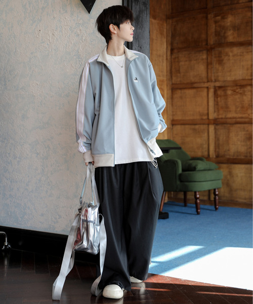 【セール】【neos】CONVERSE コンバース ルーズシルエット ワンポイントロゴ 刺繍 ライン ジャージ トラック ジャケット（ジャージ）｜CONVERSE（コンバース）