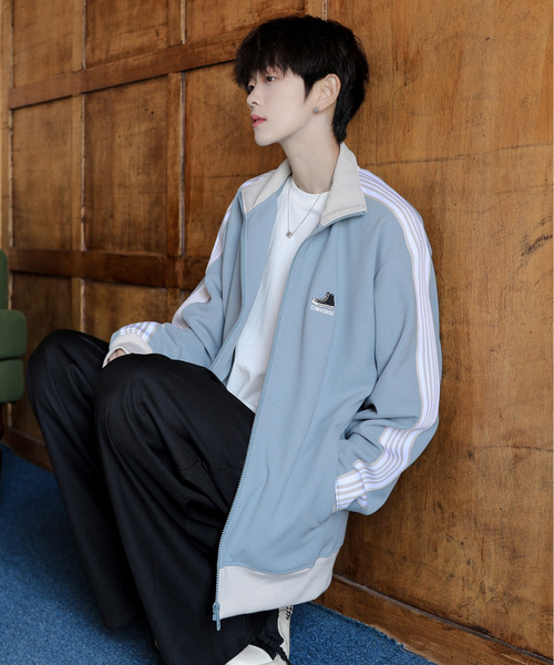 【セール】【neos】CONVERSE コンバース ルーズシルエット ワンポイントロゴ 刺繍 ライン ジャージ トラック ジャケット（ジャージ）｜CONVERSE（コンバース）