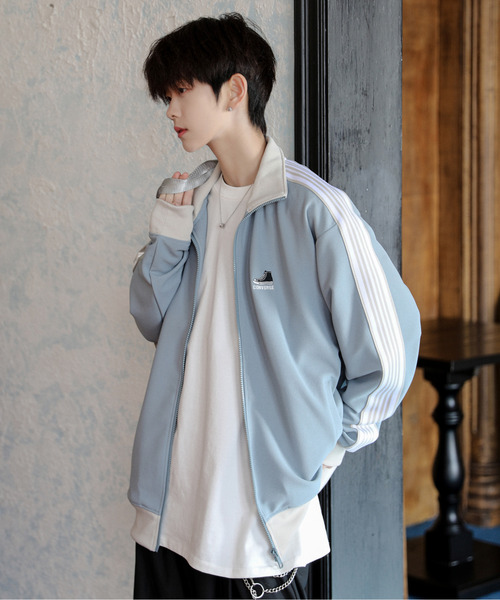 【セール】【neos】CONVERSE コンバース ルーズシルエット ワンポイントロゴ 刺繍 ライン ジャージ トラック ジャケット（ジャージ）｜CONVERSE（コンバース）