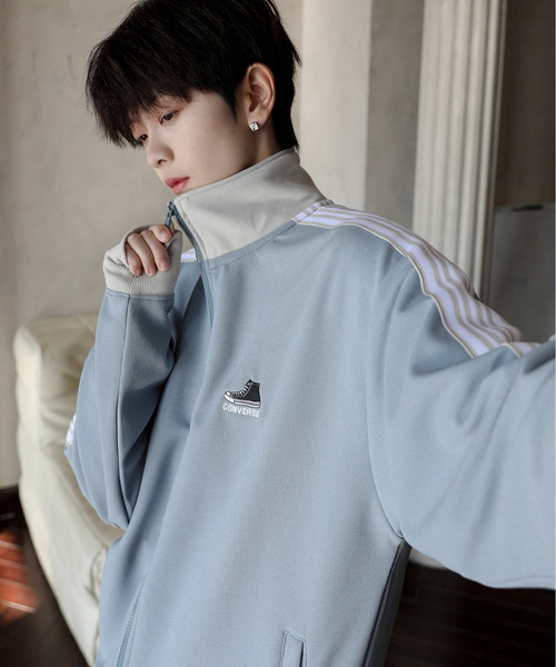 【セール】【neos】CONVERSE コンバース ルーズシルエット ワンポイントロゴ 刺繍 ライン ジャージ トラック ジャケット（ジャージ）｜CONVERSE（コンバース）
