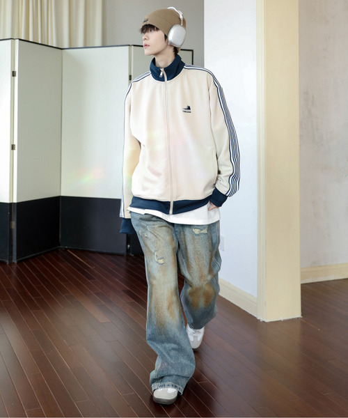 【セール】【neos】CONVERSE コンバース ルーズシルエット ワンポイントロゴ 刺繍 ライン ジャージ トラック ジャケット（ジャージ）｜CONVERSE（コンバース）