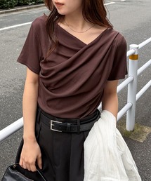 RANAN（ラナン）の「【4.4万枚突破！】2WAYドレープオフショルリブＴシャツ/接触冷感・UV対策（Tシャツ/カットソー）」
