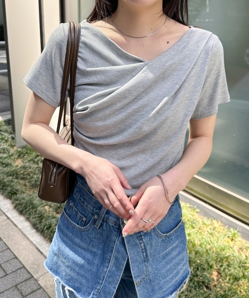 【ZOZO先行新色追加/3万枚突破！】2WAYドレープオフショルリブＴシャツ/接触冷感・UV対策