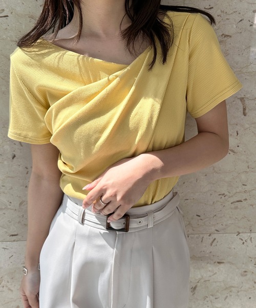 【ZOZO先行新色追加/3万枚突破！】2WAYドレープオフショルリブＴシャツ/接触冷感・UV対策