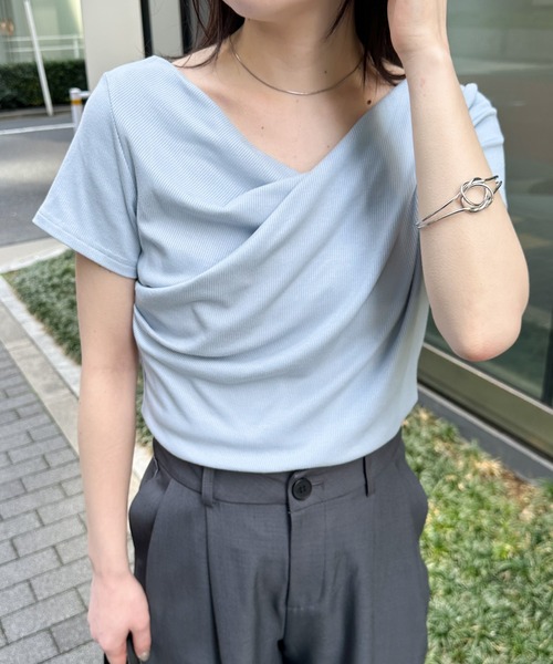 【ZOZO先行新色追加/3万枚突破！】2WAYドレープオフショルリブＴシャツ/接触冷感・UV対策