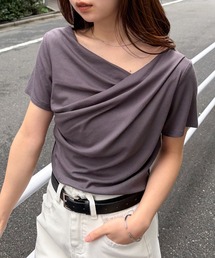 Tシャツ/カットソー（グレー/灰色系・オフショルダー）ファッション