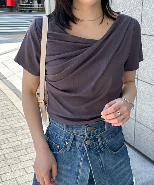 【ZOZO先行新色追加/3万枚突破！】2WAYドレープオフショルリブＴシャツ/接触冷感・UV対策