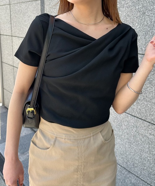 【ZOZO先行新色追加/3万枚突破！】2WAYドレープオフショルリブＴシャツ/接触冷感・UV対策