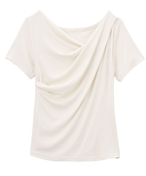 RANAN(ラナン)の「【4.4万枚突破!】2WAYドレープオフショルリブTシャツ/接触冷感・UV対策(Tシャツ/カットソー・レディース・ブラック/グレー/ブルー/オフホワイト/チャコール/イエロー/ライトピンク/ネイビー・LL/L/M)」の21枚目の写真