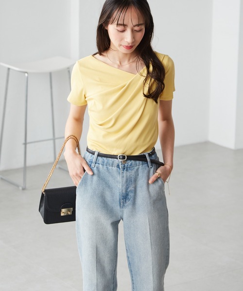 RANAN(ラナン)の「【4.4万枚突破!】2WAYドレープオフショルリブTシャツ/接触冷感・UV対策(Tシャツ/カットソー・レディース・ブラック/グレー/ブルー/オフホワイト/チャコール/イエロー/ライトピンク/ネイビー・LL/L/M)」の20枚目の写真