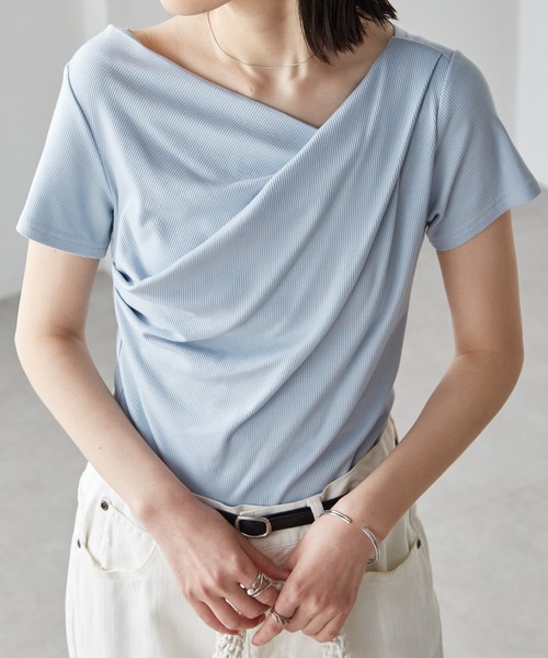 RANAN(ラナン)の「【4.4万枚突破!】2WAYドレープオフショルリブTシャツ/接触冷感・UV対策(Tシャツ/カットソー・レディース・ブラック/グレー/ブルー/オフホワイト/チャコール/イエロー/ライトピンク/ネイビー・LL/L/M)」の22枚目の写真