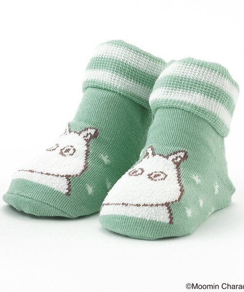 kladskap（クレードスコープ）の「MOOMIN/ムーミン・ニョロニョロカップソックス（ベビーシューズ/ベビーソックス・キッズ・ライトグリーン/マスタード・F）」の3枚目の写真