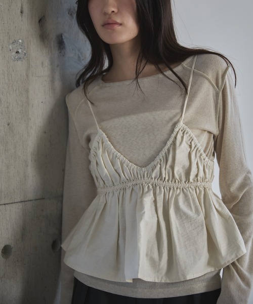 feepur(フェピュール)の「ギャザーブラトップビスチェ(シャツ/ブラウス・レディース・ブラック/アイボリー・MEDIUM)」の18枚目の写真