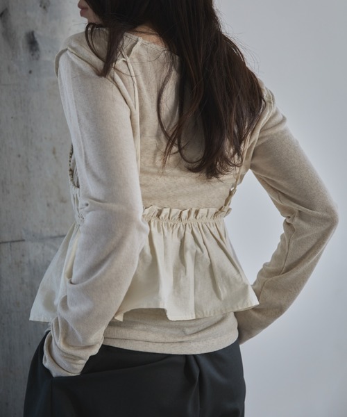 feepur(フェピュール)の「ギャザーブラトップビスチェ(シャツ/ブラウス・レディース・ブラック/アイボリー・MEDIUM)」の19枚目の写真