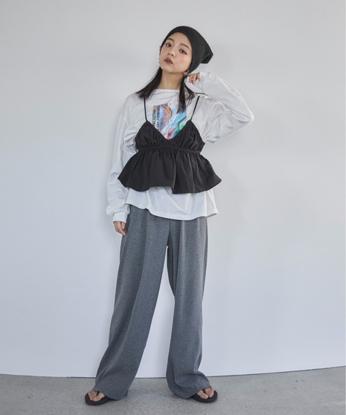 feepur(フェピュール)の「ギャザーブラトップビスチェ(シャツ/ブラウス・レディース・ブラック/アイボリー・MEDIUM)」の3枚目の写真