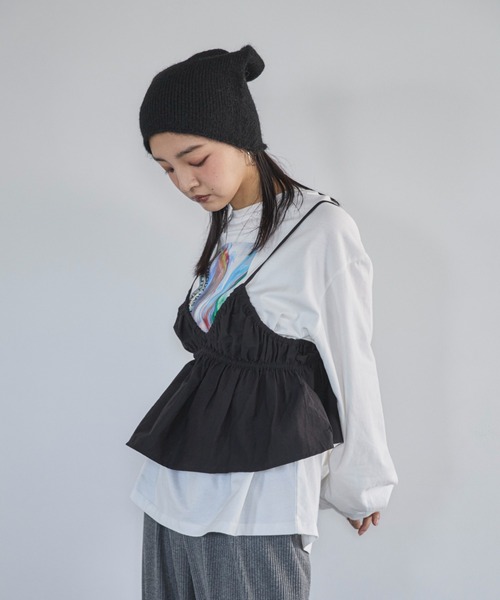 feepur(フェピュール)の「ギャザーブラトップビスチェ(シャツ/ブラウス・レディース・ブラック/アイボリー・MEDIUM)」の4枚目の写真