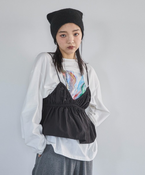 feepur(フェピュール)の「ギャザーブラトップビスチェ(シャツ/ブラウス・レディース・ブラック/アイボリー・MEDIUM)」の6枚目の写真