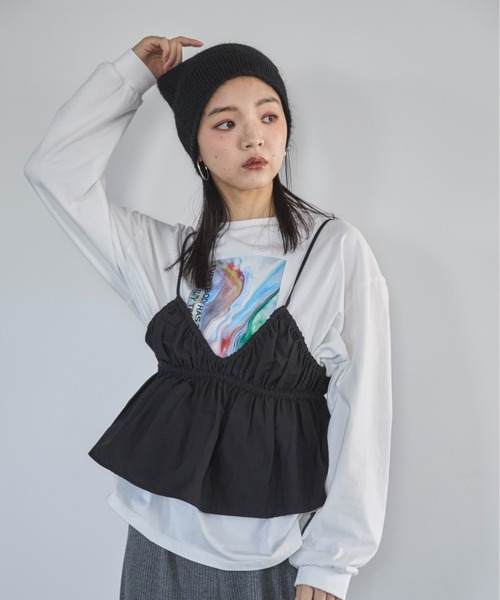 feepur(フェピュール)の「ギャザーブラトップビスチェ(シャツ/ブラウス・レディース・ブラック/アイボリー・MEDIUM)」の8枚目の写真