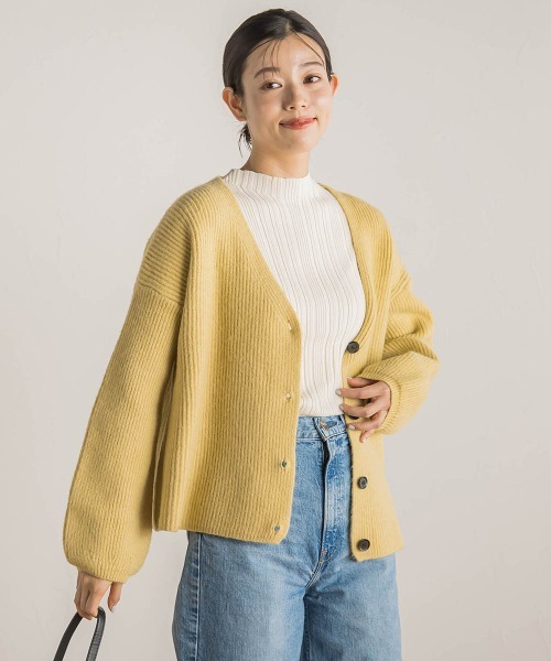 Droite lautreamont(ドロワットロートレアモン)の「【WEB限定】片畦Vネックカーデ≪手洗い可能≫(カーディガン/ボレロ・レディース・イエロー/チャコールグレー/オフホワイト・M)」の17枚目の写真