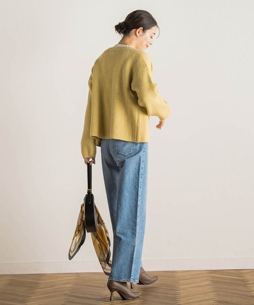 Droite lautreamont(ドロワットロートレアモン)の「【WEB限定】片畦Vネックカーデ≪手洗い可能≫(カーディガン/ボレロ・レディース・イエロー/チャコールグレー/オフホワイト・M)」の21枚目の写真