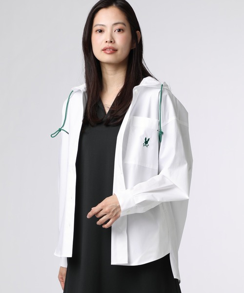 Psycho Bunny（サイコバニー）の「[WOMEN]フーディ シャツ（シャツ/ブラウス・レディース・ライトパープル/ホワイト・FREE）」の3枚目の写真