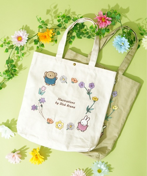 miffy/ミッフィー】 A4サイズ対応 トートバッグ フラワーリース