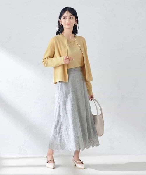 a.v.v（アーヴェヴェ）の「フラワー刺繍スカート（スカート・レディース・ネイビー/ライトグレー・38/40）」の20枚目の写真