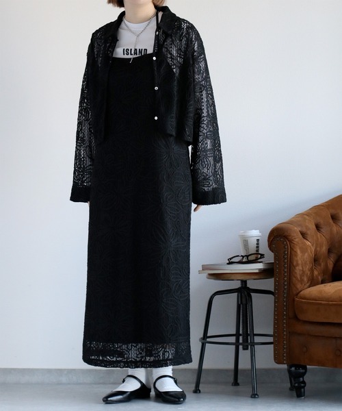 cepo(セポ)の「〈セットアップ対応〉ニットコード刺繍シャツブラウス(シャツ/ブラウス・レディース・ブラック/オフホワイト・M)」の2枚目の写真