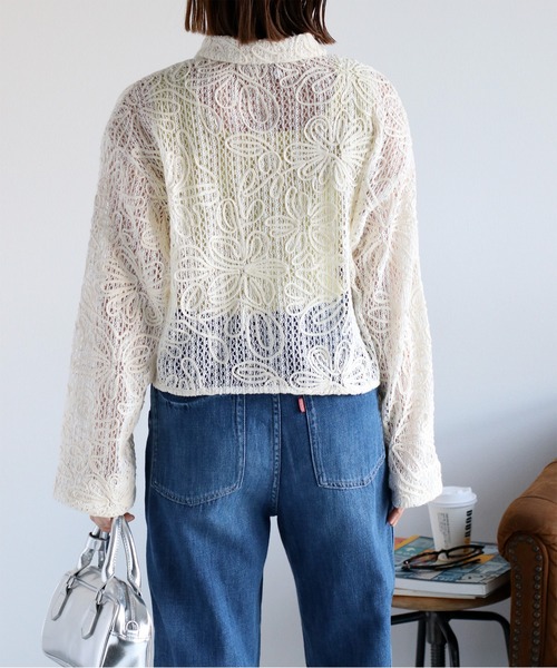 セール】〈セットアップ対応〉ニットコード刺繍シャツブラウス