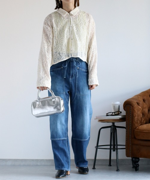 cepo(セポ)の「〈セットアップ対応〉ニットコード刺繍シャツブラウス(シャツ/ブラウス・レディース・ブラック/オフホワイト・M)」の4枚目の写真