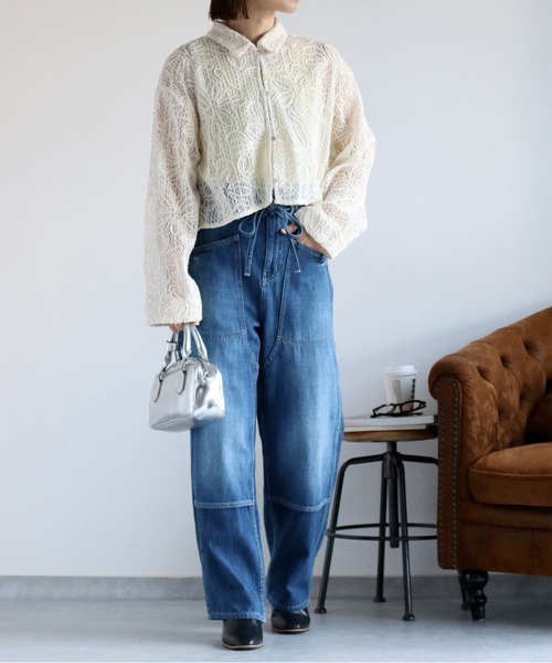 cepo(セポ)の「〈セットアップ対応〉ニットコード刺繍シャツブラウス(シャツ/ブラウス・レディース・ブラック/オフホワイト・M)」の5枚目の写真
