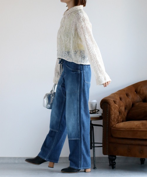 cepo(セポ)の「〈セットアップ対応〉ニットコード刺繍シャツブラウス(シャツ/ブラウス・レディース・ブラック/オフホワイト・M)」の6枚目の写真