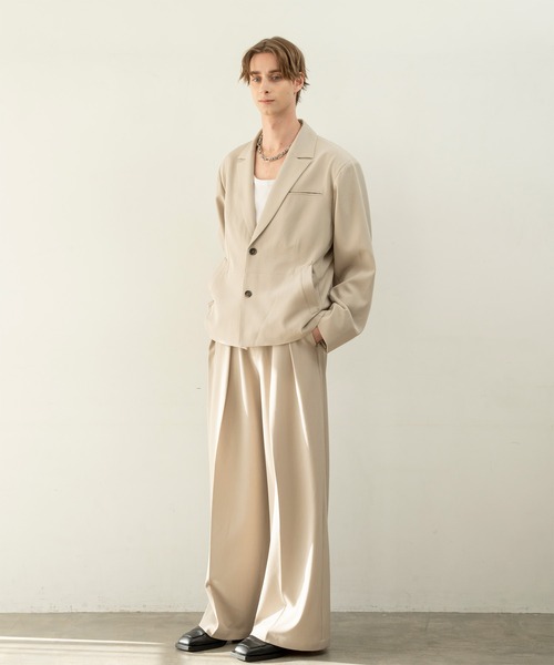 Forte（フォルテ）（フォルテ）の「West Side Modern Wide Slacks Pants/ウエストサイドモダンワイドスラックスパンツ/ドレープ感/オールシーズン着用可能/セットアップ着用可能（スラックス・メンズ・ベージュ/カーキ/ブラック・L/M/S）」の7枚目の写真