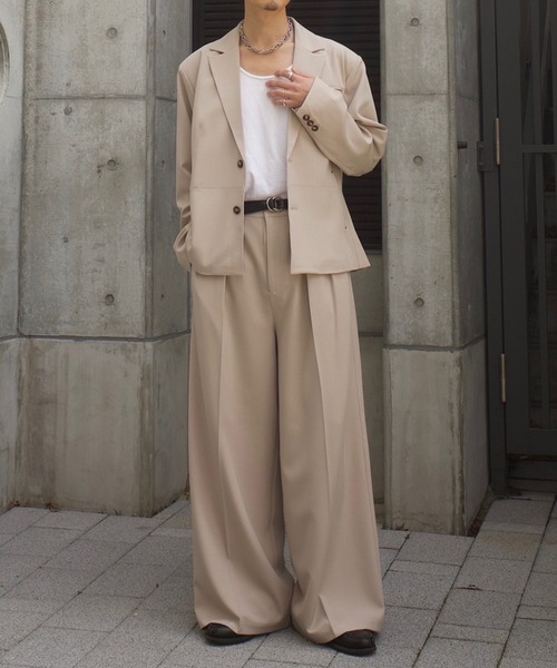 Forte（フォルテ）（フォルテ）の「West Side Modern Wide Slacks Pants/ウエストサイドモダンワイドスラックスパンツ/ドレープ感/オールシーズン着用可能/セットアップ着用可能（スラックス・メンズ・ベージュ/カーキ/ブラック・L/M/S）」の21枚目の写真