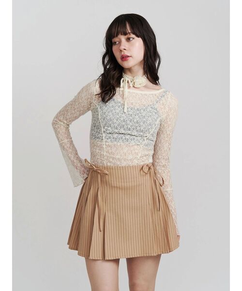 jouetie（ジュエティ）の「【FRUITSZIPPER鎮西寿々歌】リボンプリーツスカート（スカート・レディース・ベージュ・MEDIUM）」の5枚目の写真